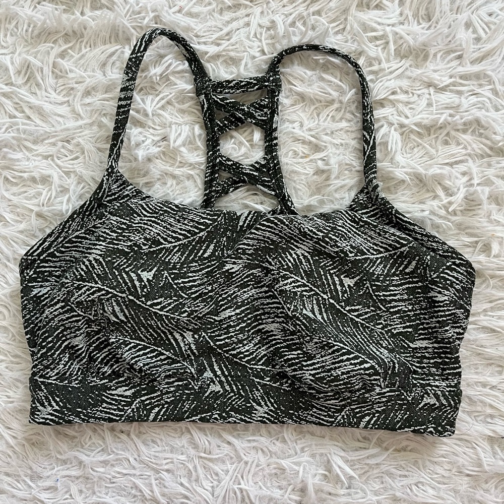All in Motion green and White Sports Bra with Racerback